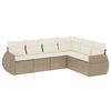 vidaXL 6-tlg. Garten-Sofagarnitur mit Kissen Beige Poly Rattan