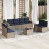 vidaXL 9-tlg. Garten-Sofagarnitur mit Kissen Grau Poly Rattan