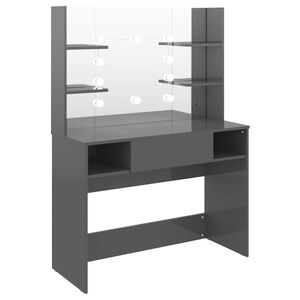 vidaXL Schminktisch LED-Beleuchtung 100x40x135 cm MDF Gl&auml;nzendes Grau