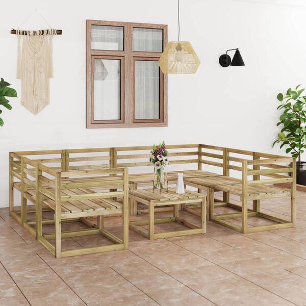 vidaXL 9-tlg. Garten-Lounge-Set Gr&uuml;n Impr&auml;gniertes Kiefernholz