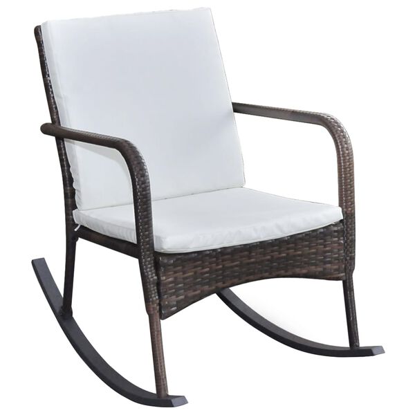 vidaXL Garten-Schaukelstuhl Braun Poly Rattan