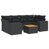 vidaXL 7-tlg. Garten-Sofagarnitur mit Kissen Schwarz Poly Rattan
