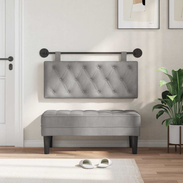 vidaXL H&auml;ngevorderseite Wandmontiert Hellgrau 110 x 55 x 7 cm Samt