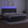 vidaXL Boxspringbett mit Matratze & LED Dunkelgrau 200x200 cm Samt
