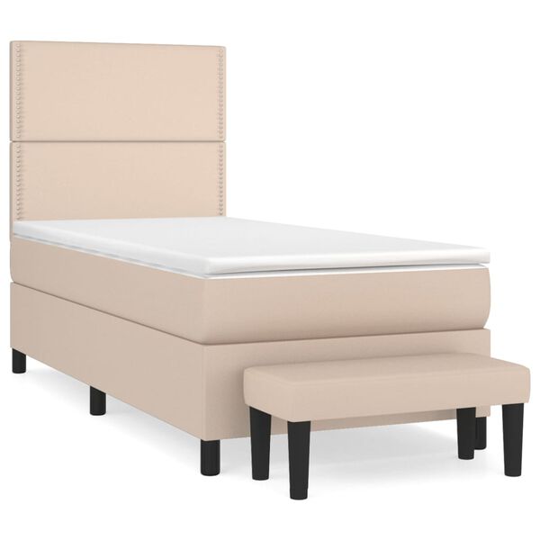 vidaXL Boxspringbett mit Matratze Cappuccino-Braun 90x200cm Kunstleder
