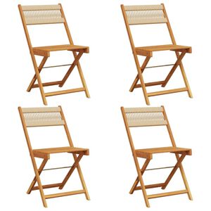 vidaXL Klappst&uuml;hle, 4 St&uuml;ck, beige, massives Akazienholz