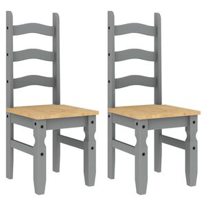 vidaXL Essst&uuml;hle 2 Stk. Corona Grau 42x47x107 cm Massivholz Kiefer
