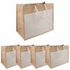 vidaXL Jute-Handtaschen mit Tasche 5 Nat&uuml;rlich und Wei&szlig;