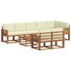 vidaXL Outdoor-Sofagarnitur mit Kissen 9 pcs Natur und Creme
