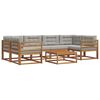 vidaXL Outdoor-Sofagarnitur mit Kissen 7 pcs Nat&uuml;rlich und Hellgrau