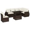 vidaXL 7-tlg. Garten-Sofagarnitur mit Kissen Braun Poly Rattan