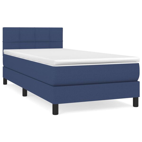 vidaXL Boxspringbett mit Matratze Blau 100x200 cm Stoff