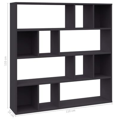 vidaXL Raumteiler/Bücherregal Grau 110x24x110 cm Holzwerkstoff