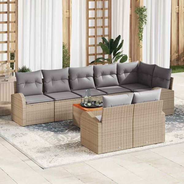 vidaXL Gartensofa-set 9 pcs Beige und Hellgrau Poly-Rattan