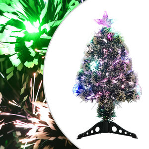 vidaXL Weihnachtsbaum mit Beleuchtung Gr&uuml;n und Wei&szlig; 64cm Glasfaser