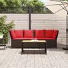 vidaXL Gartensofa mit Kissen Braun Poly Rattan