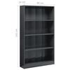 vidaXL B&uuml;cherregal 4 F&auml;cher Hochglanz-Grau 80x24x142 cm Holzwerkstoff