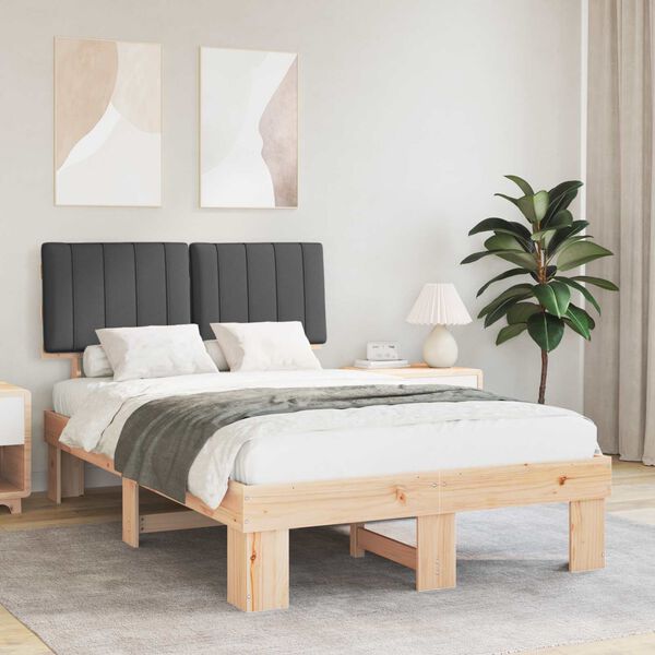 vidaXL Bettgestell mit gepolstertem Kopfteil Dunkelgrau 120 x 190 cm