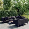 vidaXL 8-tlg. Garten-Lounge-Set mit Kissen Poly Rattan Dunkelgrau