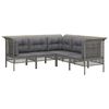 vidaXL 5-tlg. Garten-Lounge-Set mit Kissen Grau Poly Rattan