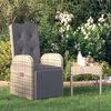 vidaXL Gartensessel Verstellbar mit Kissen Grau Poly Rattan