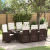 vidaXL Garten Essgruppe mit Kissen 9 pcs Braun Poly-Rattan
