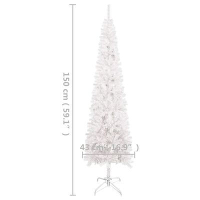 vidaXL Weihnachtsbaum Schlank mit LEDs Weiß 150 cm