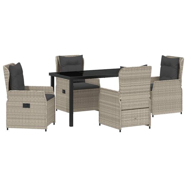 vidaXL Garten Essgruppe 5 pcs Hellgrau Poly-Rattan