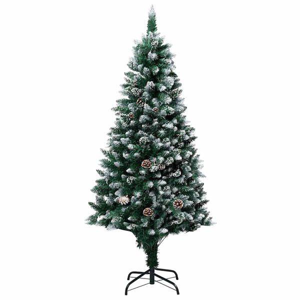 vidaXL K&uuml;nstlicher Weihnachtsbaum mit LEDs Kugeln Zapfen 150 cm