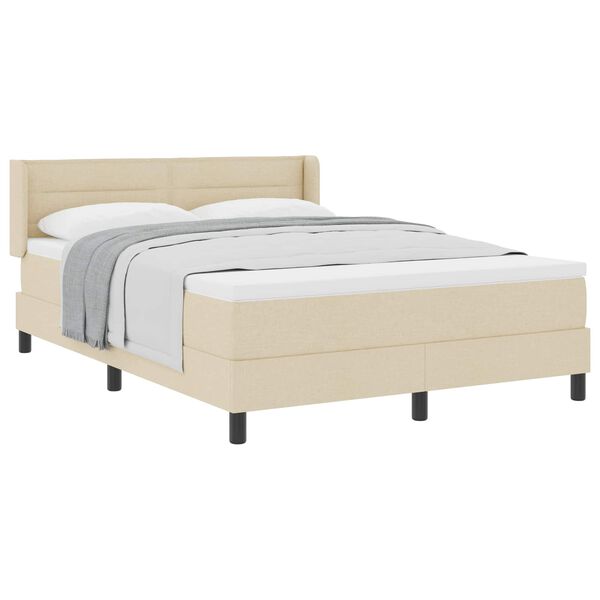 vidaXL Boxspringbett mit Matratze Creme 200 x 140 cm Stoff