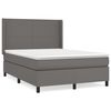 vidaXL Boxspringbett mit Matratze Grau 140x190 cm Kunstleder