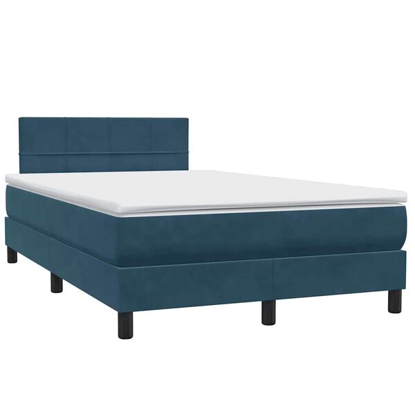 vidaXL Boxspringbett mit Matratze Dunkelblau 120x210 cm Samt