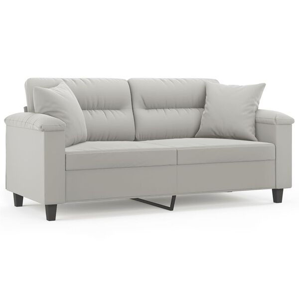 vidaXL 2-Sitzer-Sofa mit Kissen Hellgrau 140 cm Mikrofasergewebe