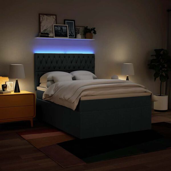 vidaXL Boxspringbett mit Matratze Blau 140x190 cm Stoff