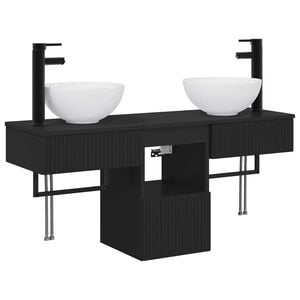 vidaXL Badezimmerm&ouml;bel-Set 3 stk. Schwarz Holzwerkstoff