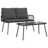 vidaXL Garten Essgruppe mit Kissen 2 pcs Schwarz Poly-Rattan
