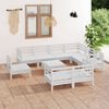 vidaXL 10-tlg. Garten-Lounge-Set Massivholz Kiefer Wei&szlig;