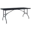 vidaXL Gartentisch Klappbar Schwarz 180&times;75&times;72 cm HDPE Rattan-Optik