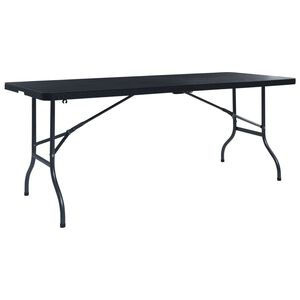 vidaXL Gartentisch Klappbar Schwarz 180&times;75&times;72 cm HDPE Rattan-Optik