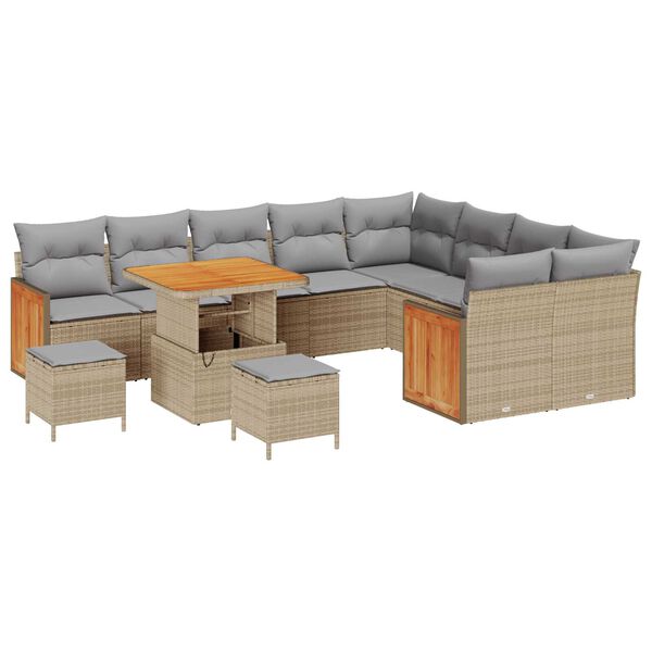 vidaXL Gartensofa-set mit Kissen 12 pcs Beige und Hellgrau