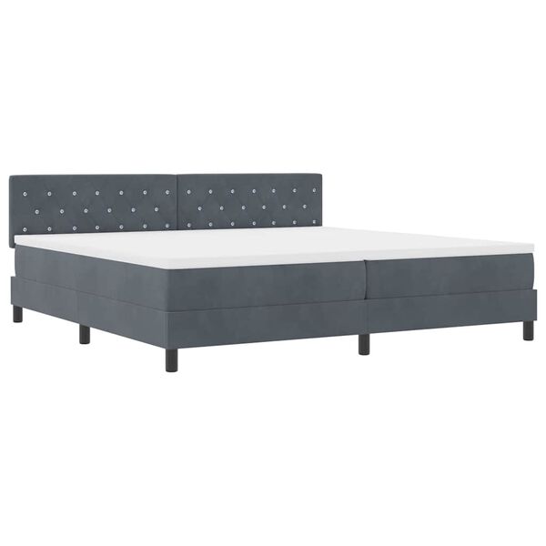 vidaXL Boxspringbett mit Matratze Dunkelgrau 200 x 200 cm Samt