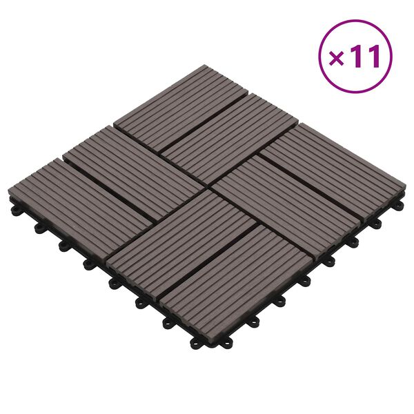vidaXL Terrassenfliese 11 pcs Dunkelbraun 30 x 30 cm WPC