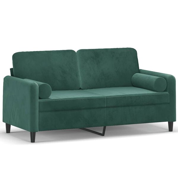 vidaXL 2-Sitzer-Sofa mit Zierkissen Dunkelgrün 140 cm Samt
