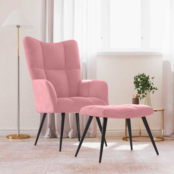 vidaXL Relaxsessel mit Hocker Rosa Samt