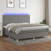 vidaXL Boxspringbett mit Matratze & LED Dunkelgrau 200x200 cm Stoff