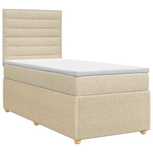 vidaXL Boxspringbett mit Matratze mit Kopfteil Creme 80 x 200 cm Stoff