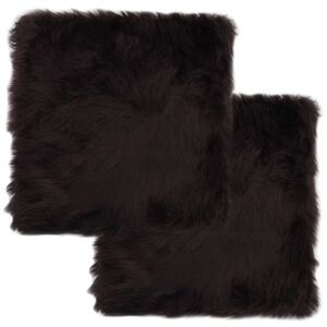 vidaXL Sitzkissen 2 Stk. Braun 40x40 cm Echter Schafspelz