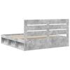 vidaXL Bettrahmen mit Kopfteil Beton 200 x 200 cm Massives Kiefernholz