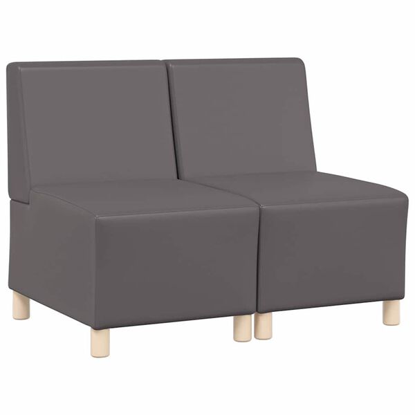 vidaXL Modulares Armfreies Sofa 2 pcs Grau 55 x 74 x 82 cm Kunstleder