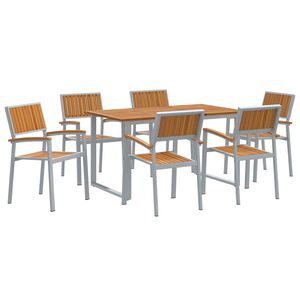 vidaXL Garten Essgruppe 7 stk. Grau Massivholz Akazie